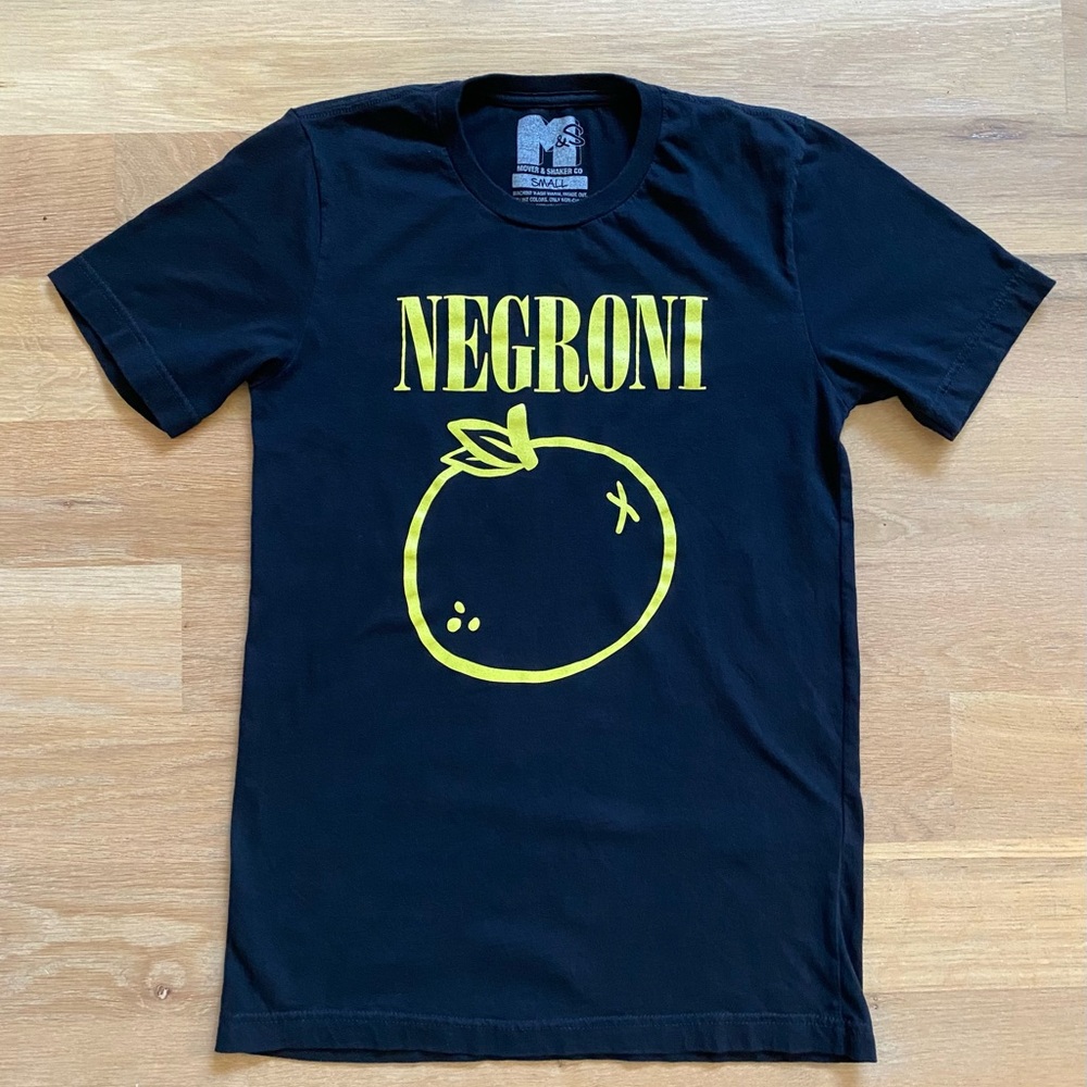 Men’s Black Small Nirvana Band Tee inspired Negroni Cocktail shirt